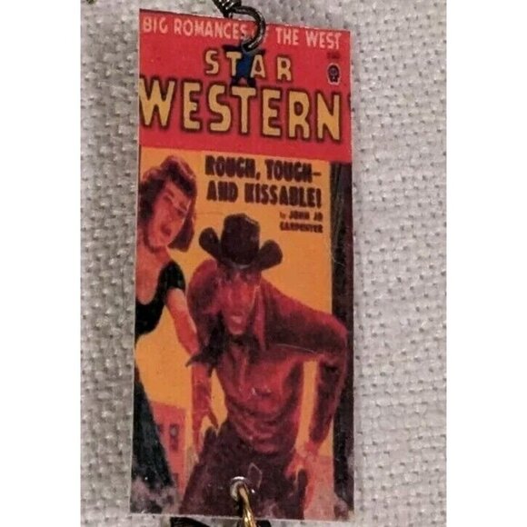Steven Mcgovney Earrings Western Pulp Dangle Handcrafted Cowboy Romance Kitschy - Picture 10 of 13